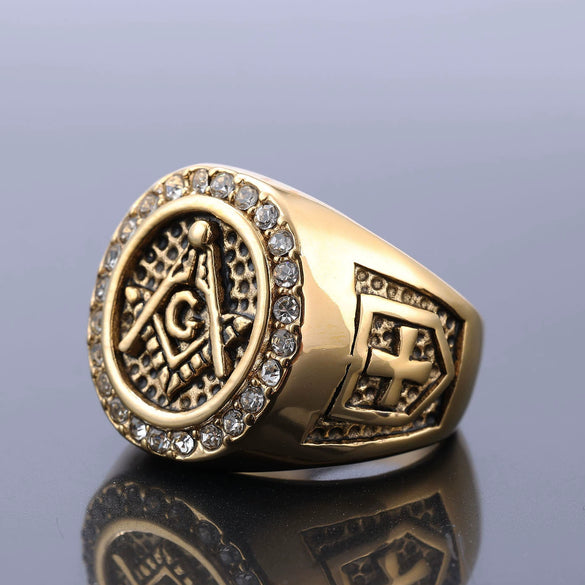 Wholesale Stainless Steel Ring With Diamond Set Retro Domineering Style Featuring Letters Numbers And Text Patterns