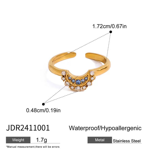 Wholesale Stainless Steel Ring With Diamond Sun Moon Geometric Style And Electroplating For Women
