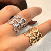 Wholesale Stainless Steel Ring With Exaggerated Geometric Circular Overlay Texture And Electroplating Unisex And Opening Adjustable