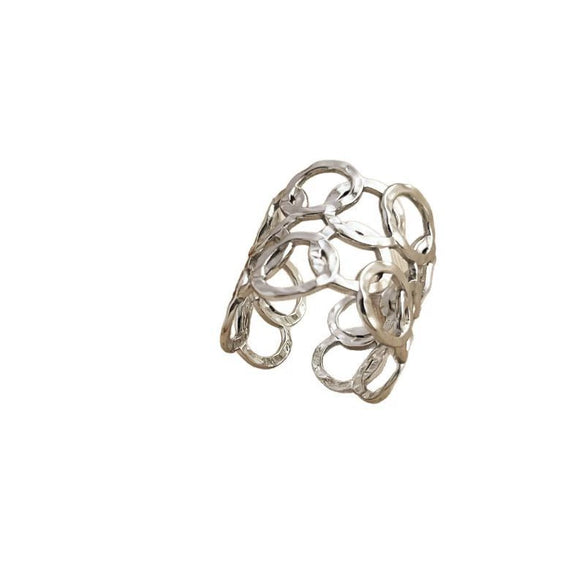 Wholesale Stainless Steel Ring With Exaggerated Geometric Circular Overlay Texture And Electroplating Unisex And Opening Adjustable