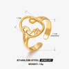 Wholesale Stainless Steel Ring With Exaggerated Hollow Portrait Design Geometric Style And 18K Gold Plating For Women