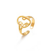 Wholesale Stainless Steel Ring With Exaggerated Hollow Portrait Design Geometric Style And 18K Gold Plating For Women