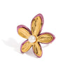 Wholesale Stainless Steel Ring With Fivepetal Flower Design And Geometric Pattern Electroplated Trendy Jewelry
