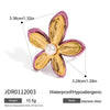 Wholesale Stainless Steel Ring With Fivepetal Flower Design And Geometric Pattern Electroplated Trendy Jewelry
