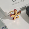 Wholesale Stainless Steel Ring With Fivepetal Flower Design And Geometric Pattern Electroplated Trendy Jewelry