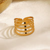 Wholesale Stainless Steel Ring With Geometric And Floral Style 18K Gold Plated For Women