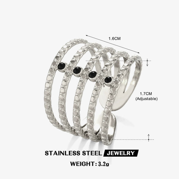 Wholesale Stainless Steel Ring With Geometric And Floral Style 18K Gold Plated For Women