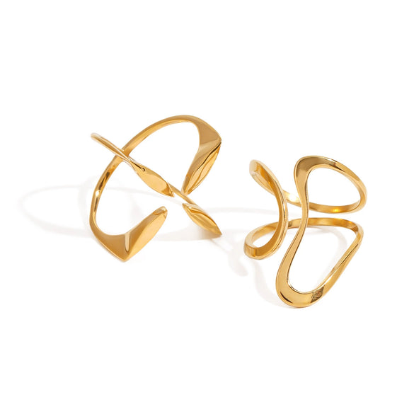 Wholesale Stainless Steel Ring With Geometric Design And Electroplating For Women