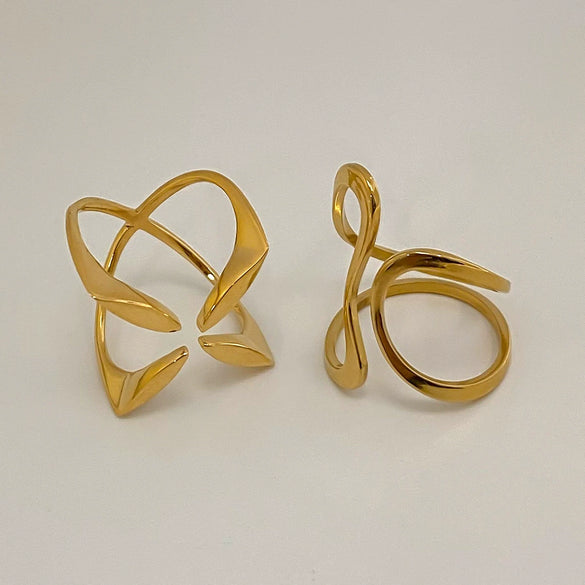 Wholesale Stainless Steel Ring With Geometric Design And Electroplating For Women