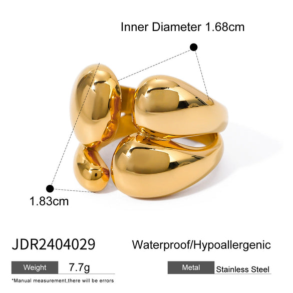Wholesale Stainless Steel Ring With Geometric Design And Electroplating Treatment For Women