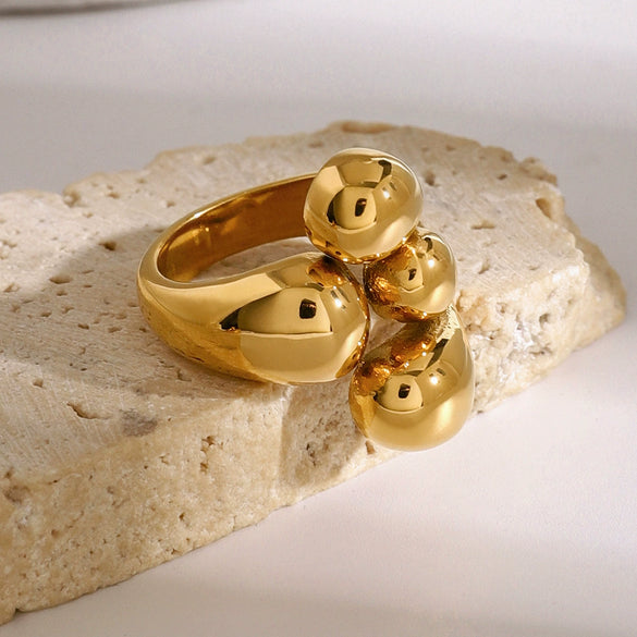 Wholesale Stainless Steel Ring With Geometric Design And Electroplating Treatment For Women