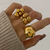 Wholesale Stainless Steel Ring With Geometric Design And Electroplating Treatment For Women