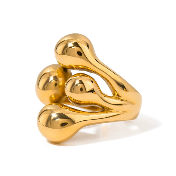 Wholesale Stainless Steel Ring With Geometric Design And Electroplating Treatment For Women