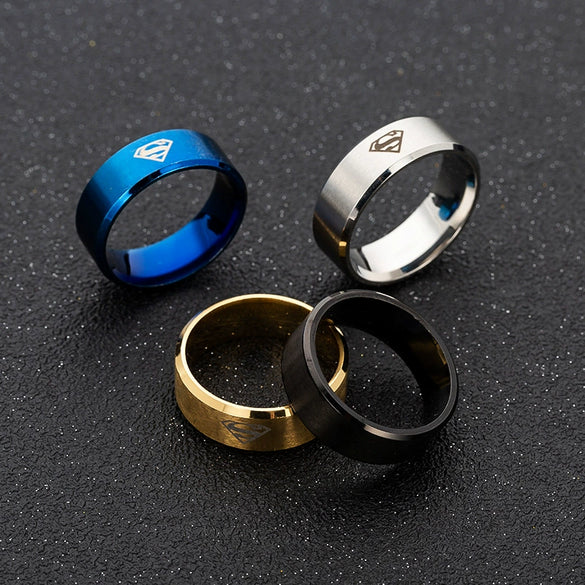 Wholesale Stainless Steel Ring With Geometric Pattern And Laser Marking For Men And Women Electroplated