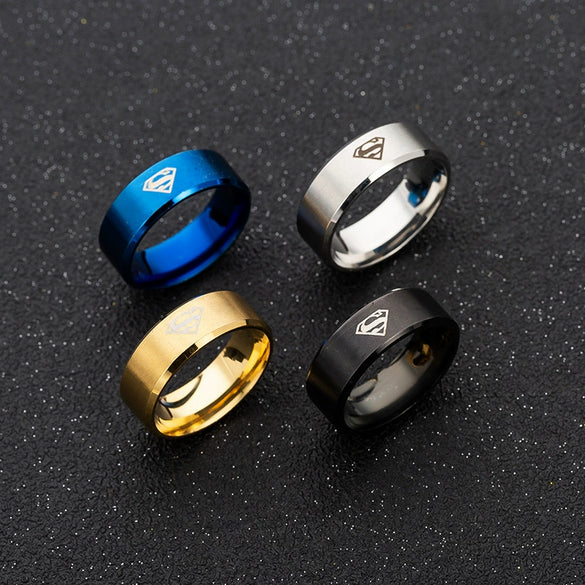 Wholesale Stainless Steel Ring With Geometric Pattern And Laser Marking For Men And Women Electroplated