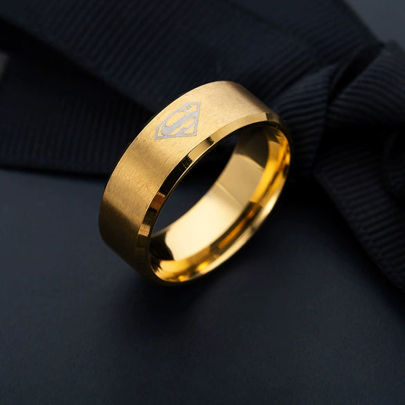 Wholesale Stainless Steel Ring With Geometric Pattern And Laser Marking For Men And Women Electroplated