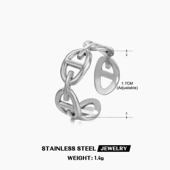 Wholesale Stainless Steel Ring With Geometric Pattern 18K Gold Plated For Ladies