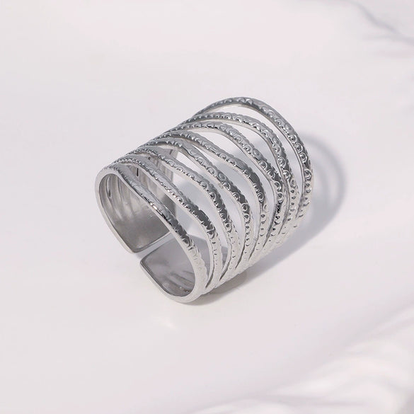 Wholesale Stainless Steel Ring With Geometric Shape Vacuum Electroplated 18K Gold Simple High End Non Fading