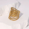 Wholesale Stainless Steel Ring With Geometric Shape Vacuum Electroplated 18K Gold Simple High End Non Fading