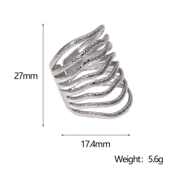 Wholesale Stainless Steel Ring With Geometric Shape Vacuum Electroplated 18K Gold Simple High End Non Fading
