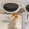 Wholesale Stainless Steel Ring With Geometric Style And Electroplating Treatment For Women