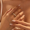 Wholesale Stainless Steel Ring With Inlaid Zircon In Geometric Pattern And Electroplating Light Luxury Style For Women