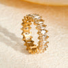 Wholesale Stainless Steel Ring With Inlaid Zircon In Geometric Pattern And Electroplating Light Luxury Style For Women