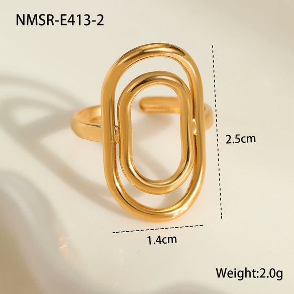 Wholesale Stainless Steel Ring With Minimalist Cold Wind Niche Design And Electroplating Light Luxury Style Geometric Shape For Women