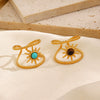 Wholesale Stainless Steel Ring With Natural Stone Inlay French Retro Style Twelve Star Design Gold Plated