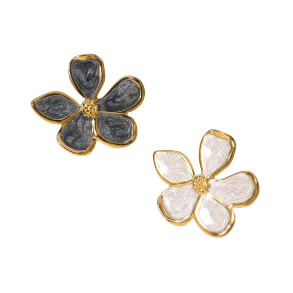 Wholesale Stainless Steel Ring With Retro Drip Glaze Fivepetal Flower Design For Women