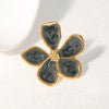 Wholesale Stainless Steel Ring With Retro Drip Glaze Fivepetal Flower Design For Women