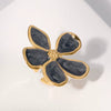 Wholesale Stainless Steel Ring With Retro Drip Glaze Fivepetal Flower Design For Women