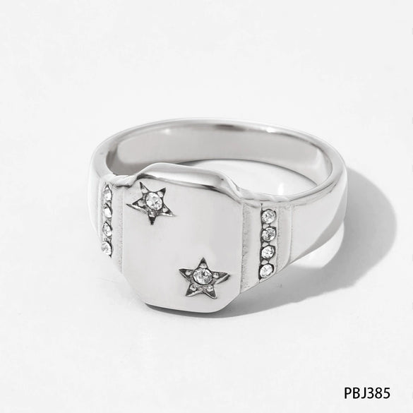 Wholesale Stainless Steel Ring With Star Moon Geometric Design Electroplated Jewelry For Women
