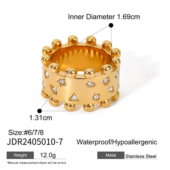 Wholesale Stainless Steel Ring With Triangular Round Five Pointed Star Drill Edge Steel Ball C Shaped And Butterfly Dragonfly Insect Pattern Electroplated Women's Jewelry