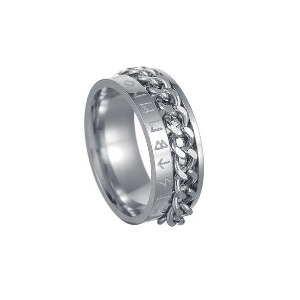Wholesale Stainless Steel Ring With Viking Letter Rotating Design And Electroplating Treatment Unisex Style