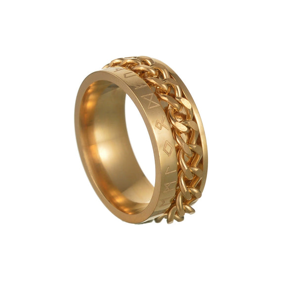 Wholesale Stainless Steel Ring With Viking Letter Rotating Design And Electroplating Treatment Unisex Style