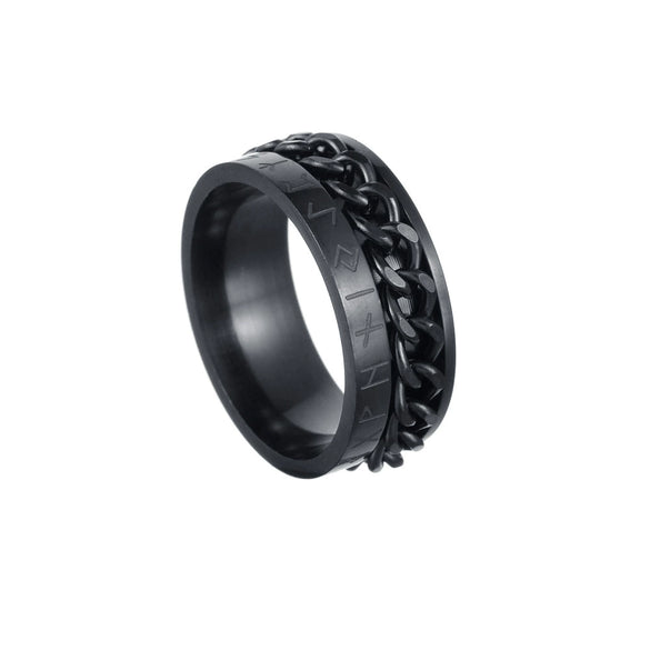 Wholesale Stainless Steel Ring With Viking Letter Rotating Design And Electroplating Treatment Unisex Style