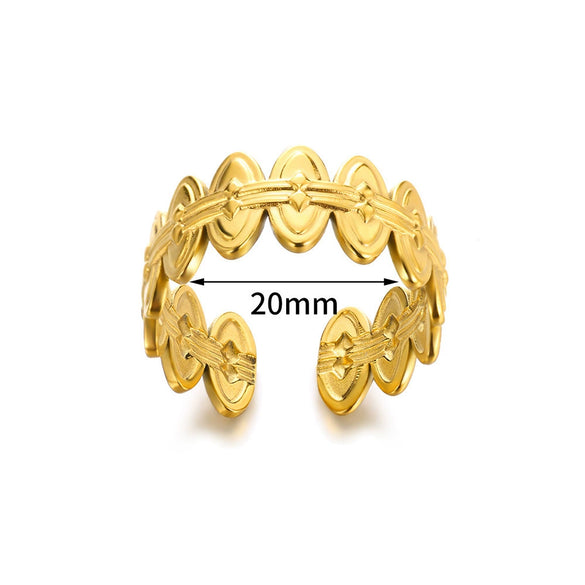 Wholesale Stainless Steel Ring With Water Drop And Geometric Asymmetrical Design Electroplated Stylish For Female