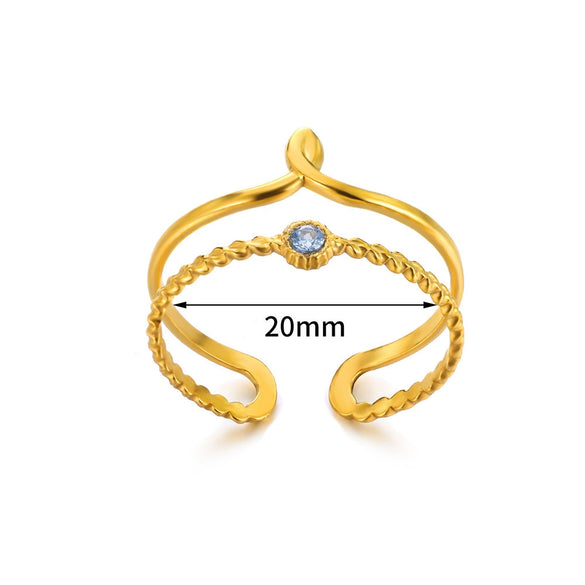 Wholesale Stainless Steel Ring With Water Drop And Geometric Asymmetrical Design Electroplated Stylish For Female