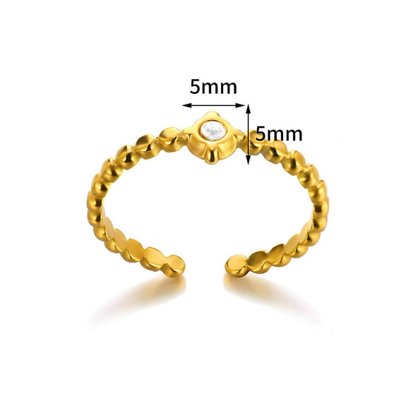 Wholesale Stainless Steel Ring With Water Drop And Geometric Asymmetrical Design Electroplated Stylish For Female