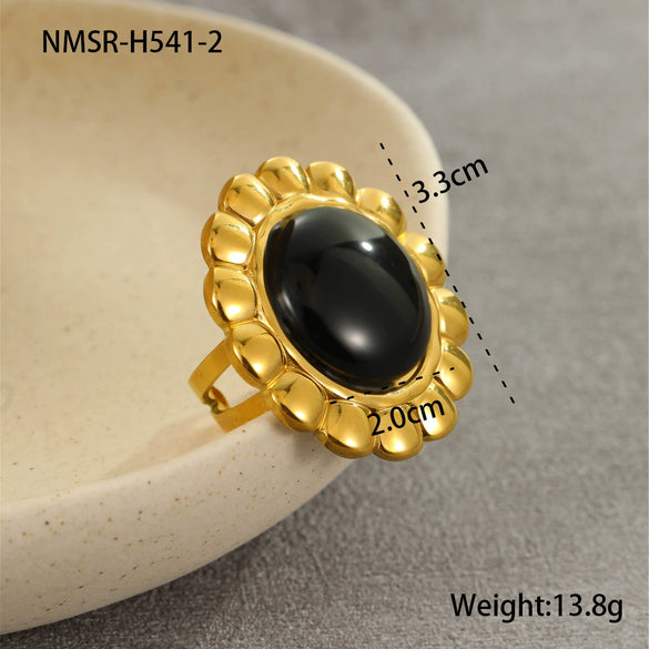 Wholesale Stainless Steel Rings Geometric Pattern Retro Light Luxury Style Electroplating