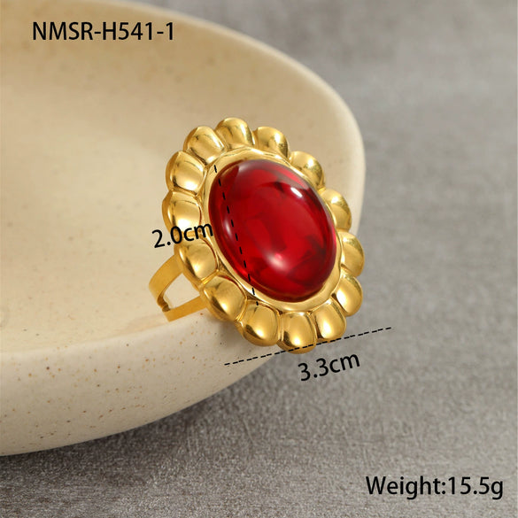 Wholesale Stainless Steel Rings Geometric Pattern Retro Light Luxury Style Electroplating
