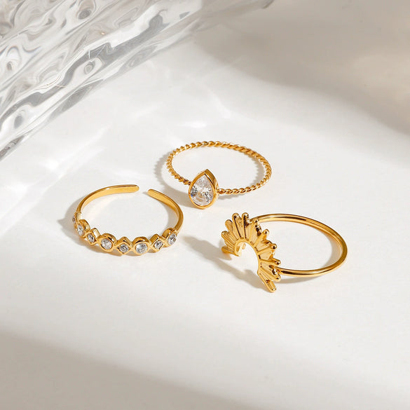 Wholesale Stainless Steel Rings With Geometric Pattern For Women Stacked Wear Electroplated High End Feeling