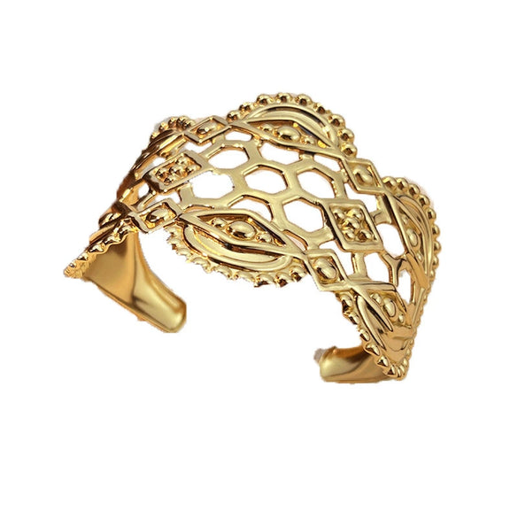 Wholesale Stainless Steel Rings With Hollow Design Retro Geometric Electroplated Jewelry