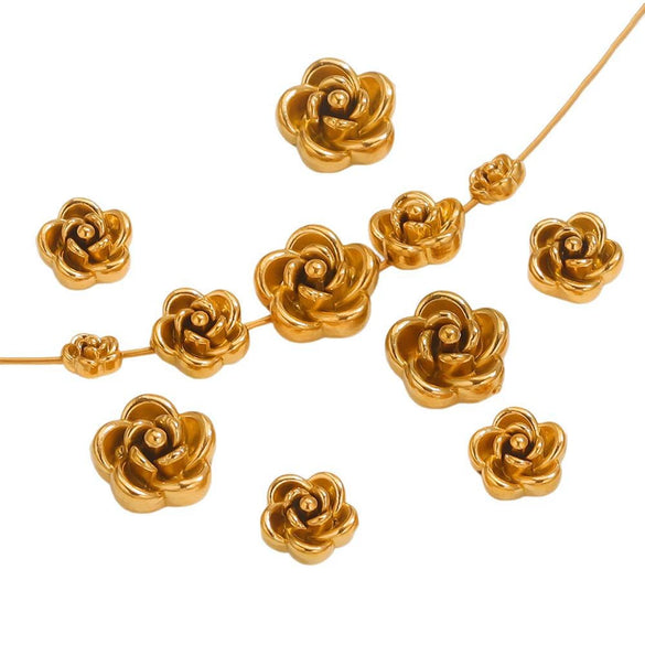 Wholesale Stainless Steel Rose Pattern Handmade Casting Beaded Jewelry Accessories Bracelet And Necklace
