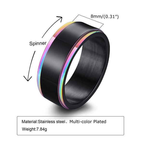 Wholesale Stainless Steel Rotatable Ring For Men In Black