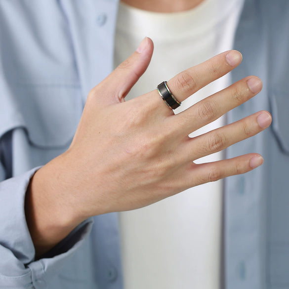 Wholesale Stainless Steel Rotatable Ring For Men In Black