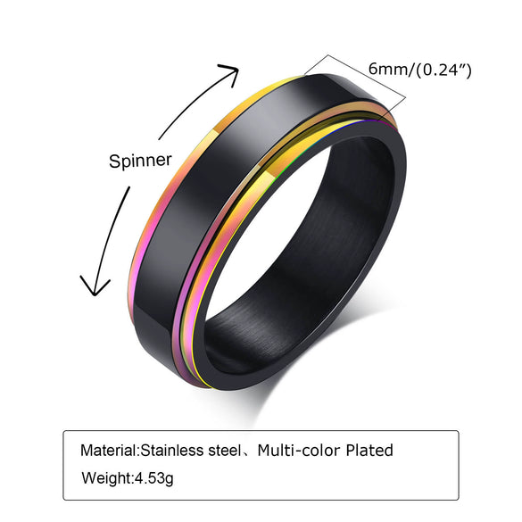Wholesale Stainless Steel Rotatable Ring For Men In Black