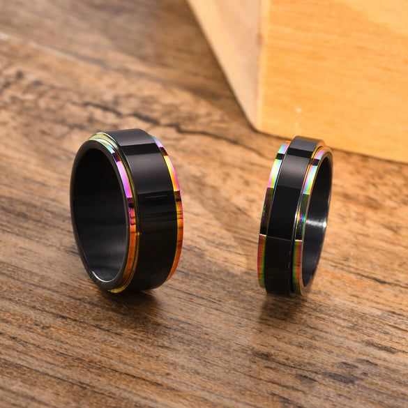 Wholesale Stainless Steel Rotatable Ring For Men In Black