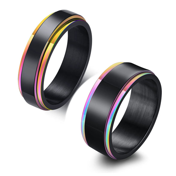 Wholesale Stainless Steel Rotatable Ring For Men In Black